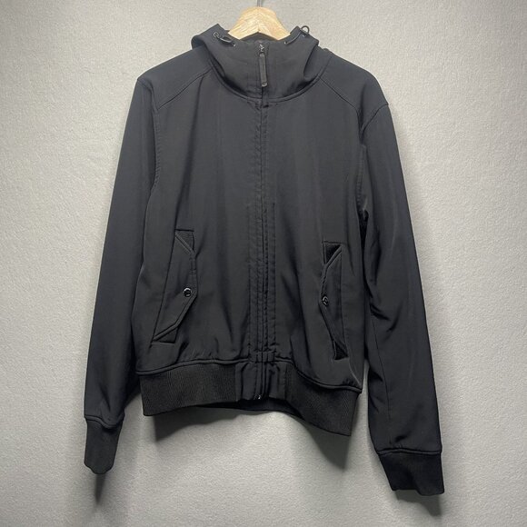 Members Only Black Hooded Jacket Mens Size L Zip Front & Pockets - Picture 1 of 7